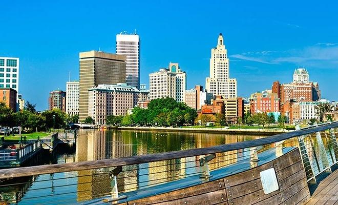 Providence skyline from the pedestrian bridge